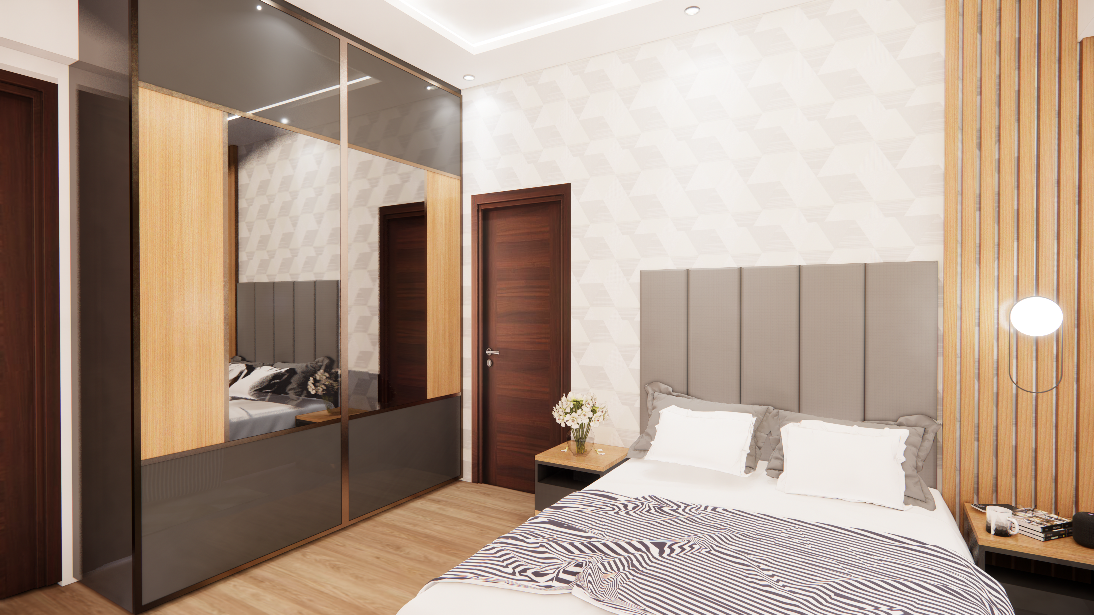 Full View of Bedroom with wardrobe