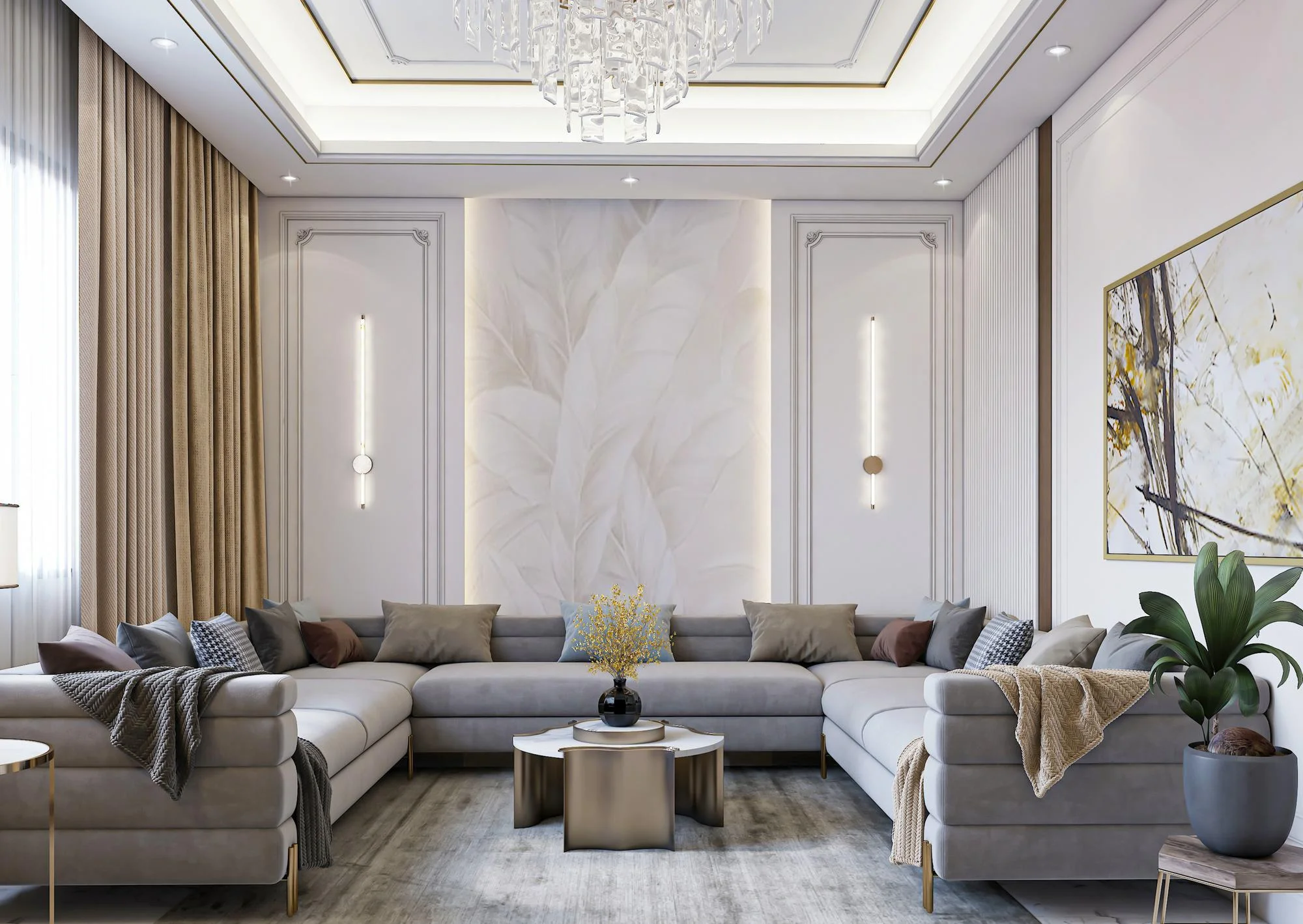 Luxurious residential interior design of a living room