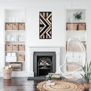 Livingroom with Geometric Wall Art, Geometric Decorative Objects Ideas