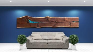living room with Live Edge Wooden Wall Panel Designs