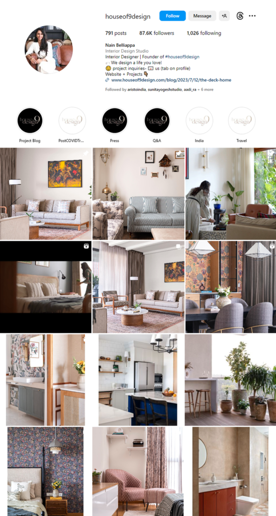 Houseof9designs Instagram Account - Top interior designers in Bangalore